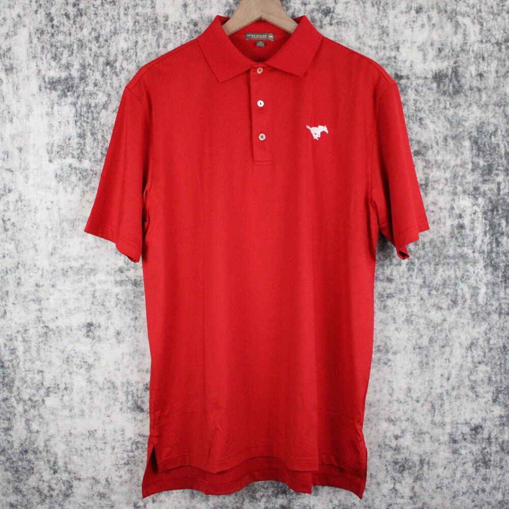 Peter Millar Summer Comfort Mens M Collegiate Polo SMU Mustangs Red